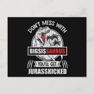 Don't Mess With Big Sister Saurus Dinosaur Family Postcard