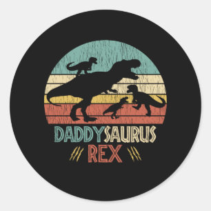 Don't Mess With Daddy Saurus Dinosaur Family Dad Classic Round Sticker