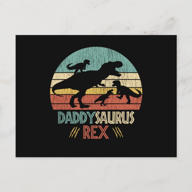 Don't Mess With Daddy Saurus Dinosaur Family Dad Postcard (Front)