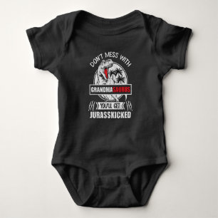 Don't Mess With Grandma Saurus Dinosaur Family Mum Baby Bodysuit