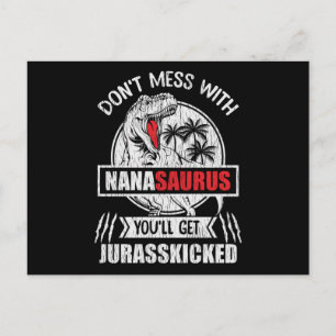 Don't Mess With Nana Saurus Dinosaur Family Mummy Postcard