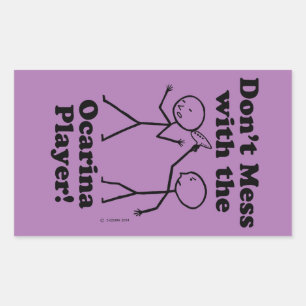 Don't Mess With The Ocarina Player Rectangular Sti Sticker
