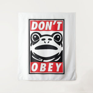 Don't Obey Funny Frog Resist No King USA Tapestry
