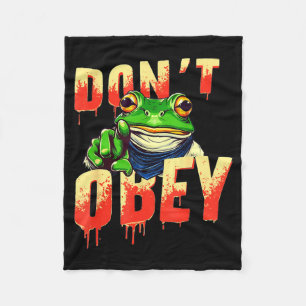 Don't Obey Rtland Vintage Funny Frog Resist Emwer Fleece Blanket
