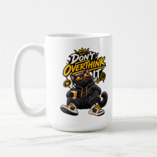 Don't Overthink It Black Cat Coffee T-Shirt Mug