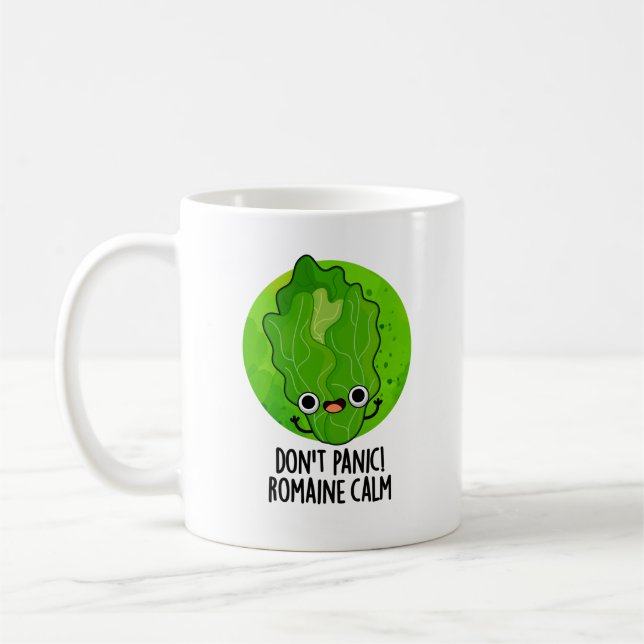 Don't Panic Romaine Calm Funny Veggie Pun  Coffee Mug (Left)