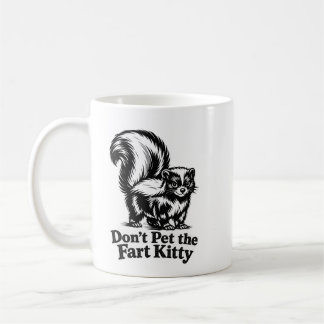 Don't pet the fart kitty mug