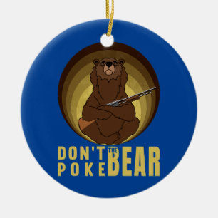 Don't Poke Mama Papa Bear Ceramic Tree Decoration