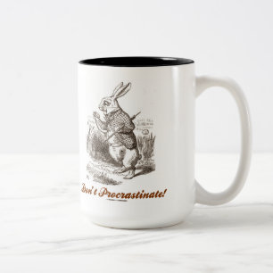 Don't Procrastinate! White Rabbit Watch Wonderland Two-Tone Coffee Mug