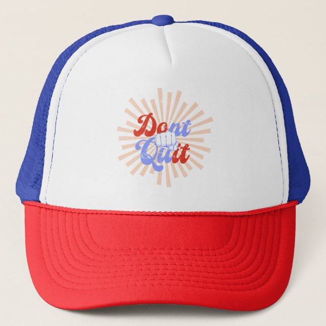 Don't Quit Do It Motivational Orange Purple Retro  Trucker Hat (Front)