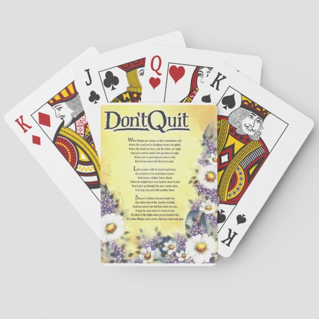 dont quit=inspirational poem playing cards (Back)