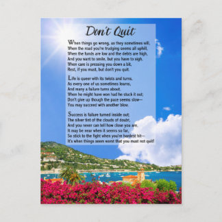 Don't Quit Poem Postcard