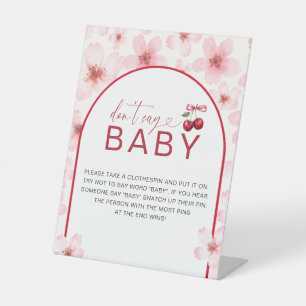 Don't Say Baby Baby Shower Cherry Blossom Game Pedestal Sign