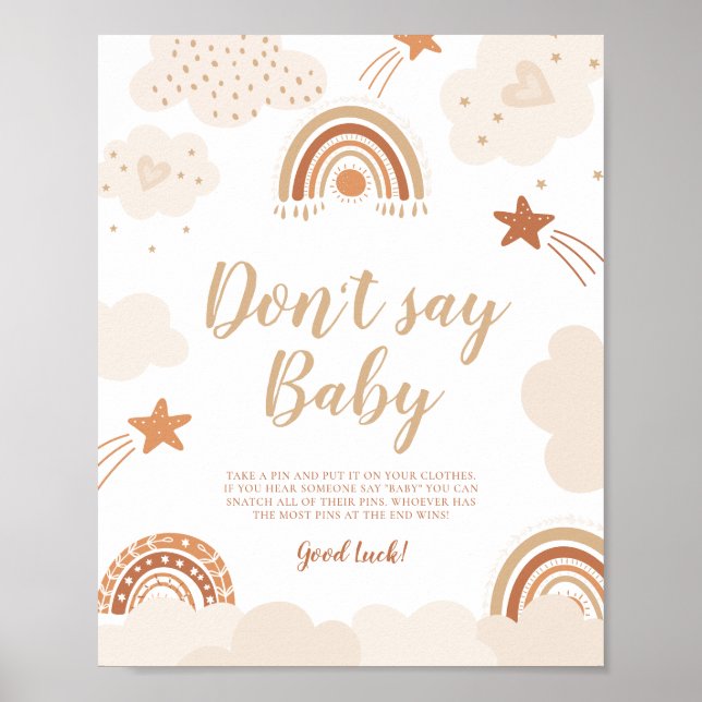 Don't Say Baby Boho Rainbow Sign  (Front)