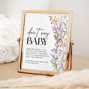 Don't Say Baby Boho Wildflower Floral Baby Shower Poster