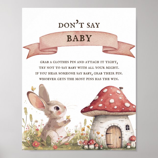 Don't Say Baby Bunny Baby Shower Poster (Front)