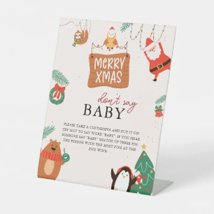 Don't Say Baby Christmas Santa Baby Shower Game Pedestal Sign