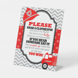 Don't Say Baby Firetruck Baby Shower Game Sign