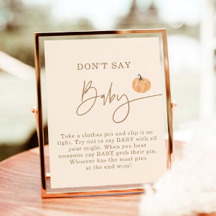Don't Say Baby Game, Fall Pumpkin Baby Shower Poster