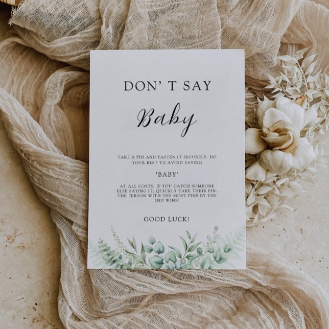 Don't Say Baby Game, Greenery Baby Shower Sign, Invitation (Don't Say Baby Game, Greenery Baby Shower Sign, Invitation)