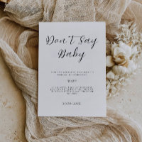 Don't Say Baby Game, Minimalist Baby Shower Sign,