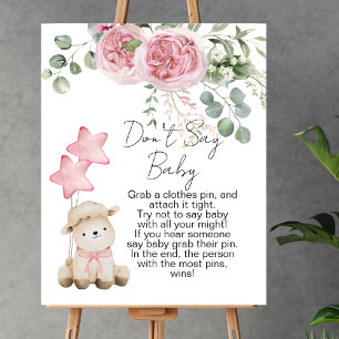 Don't say baby game sweet little lamb pink roses poster