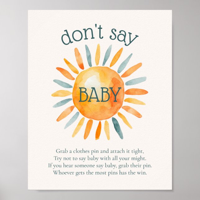 Don't Say Baby Here Comes the Son Baby Shower Game Poster (Front)