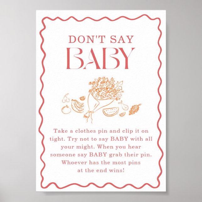 Don't Say Baby, Locally Grown Baby Shower Game Poster (Front)