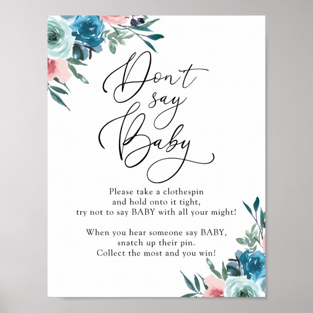 Don't Say Baby Pink and Blue Game Sign (Front)