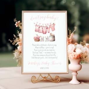Don't Say Baby! Pink Clothesline Baby Shower Game Invitation