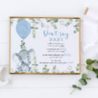 Don't say baby sign, blue elephant balloons boy