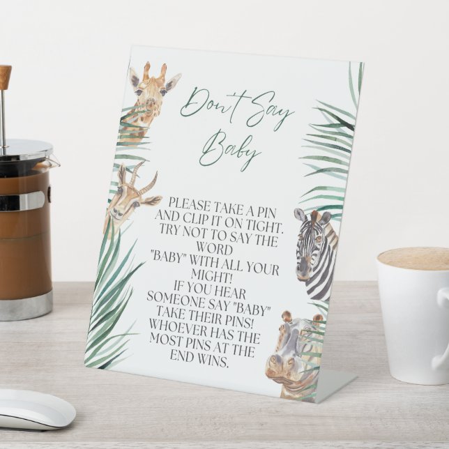 Don't Say Baby Sign Boy Safari Jungle Baby Shower (In SItu)