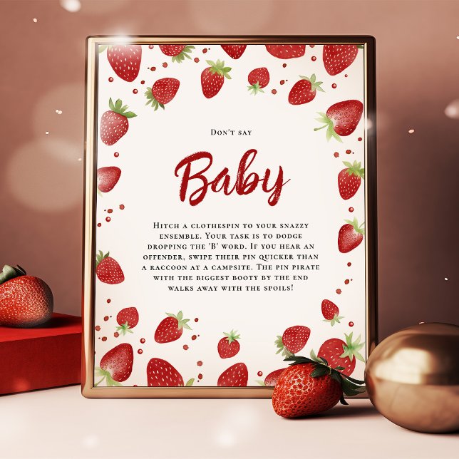 Don't say Baby Strawberry Baby Shower Sign (Creator Uploaded)