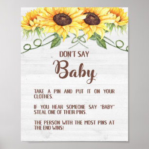 DON'T SAY BABY Sunflower Shower Game Sign PIN