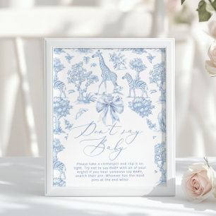 Dont say baby Toile de Jouy Baby Shower game Poster