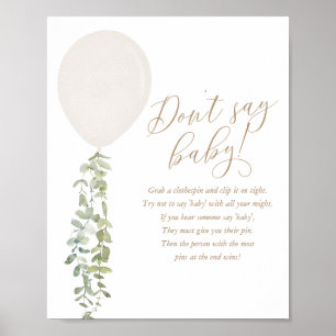 Don't Say Baby While Balloon Baby Shower Poster