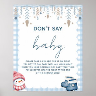 Don't Say Baby Winter Baby Shower Game Sign