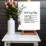 Don't Say Baby winterberry rustic boho baby shower Poster<br><div class="desc">Fun baby shower game. Easily customisable,  change font,  colours,  size to make it uniquely yours. Visit our collection Winter Baby In Bloom for everything you need to throw a splashy elegant party.  Invitations,  napkins,  plates,  favour box,  thank you cards,  welcome signs,  backdrop banner,  baby shower games and more.</div>