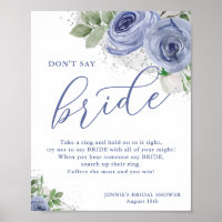 Don't Say Bride Blue Floral Bridal Shower Game