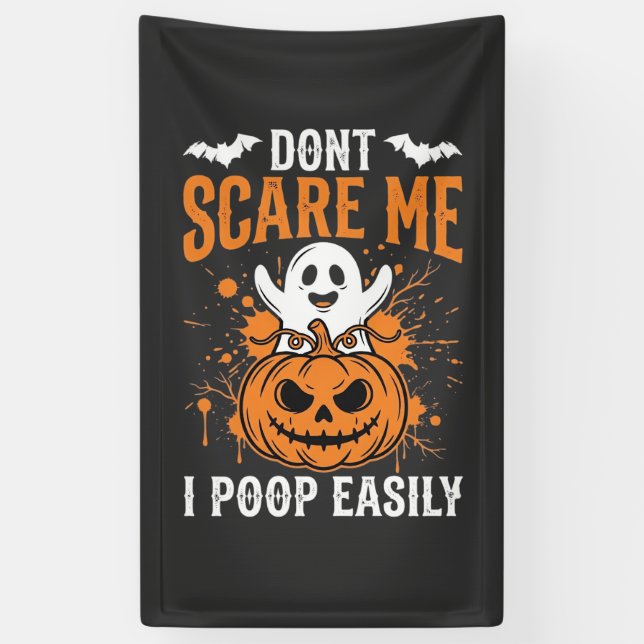 Don't Scare Me Halloween Ghost Pumpkin Design Banner (Vertical)