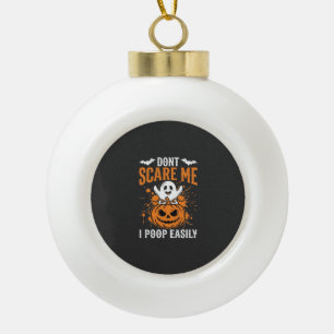 Don't Scare Me Halloween Ghost Pumpkin Design Ceramic Ball Christmas Ornament