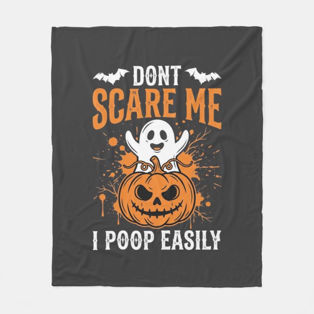 Don't Scare Me Halloween Ghost Pumpkin Design Fleece Blanket (Front)