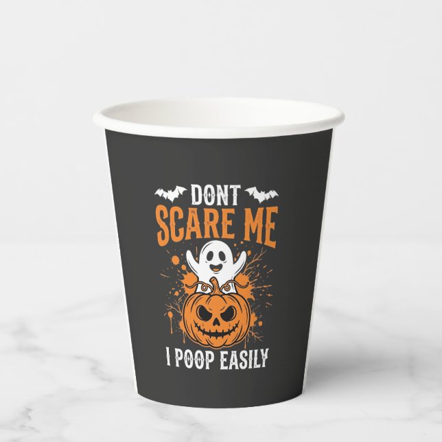 Don't Scare Me Halloween Ghost Pumpkin Design Paper Cups (Front)