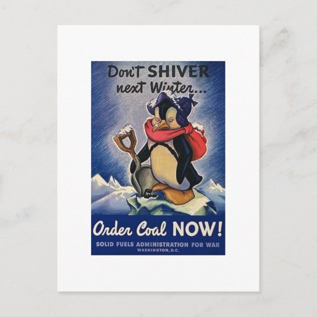 Don't Shiver Next Winter Vintage WW2 Postcard (Front)