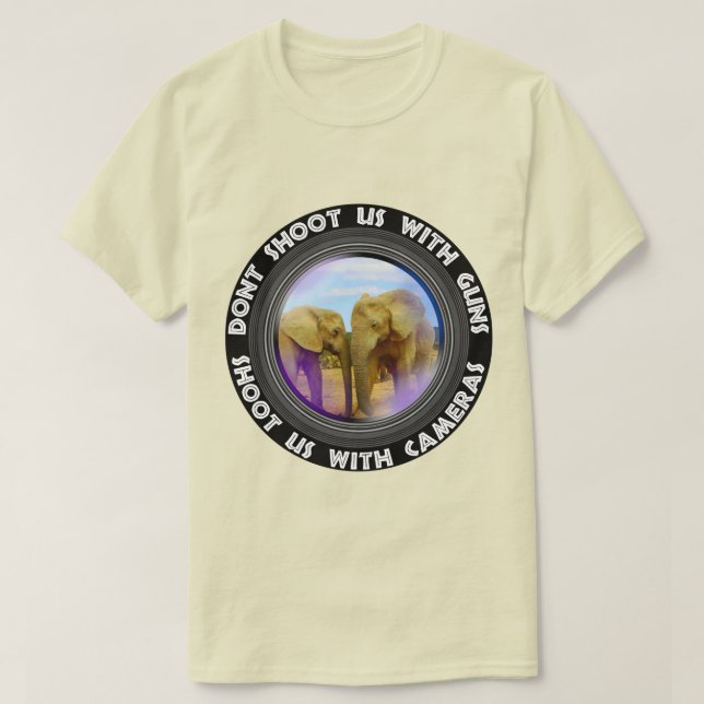Don't Shoot Us Blue Sky Elephants T-Shirt (Design Front)