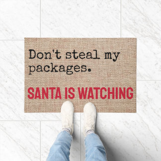 Don't Steal My Packages Santa is Watching Funny Doormat