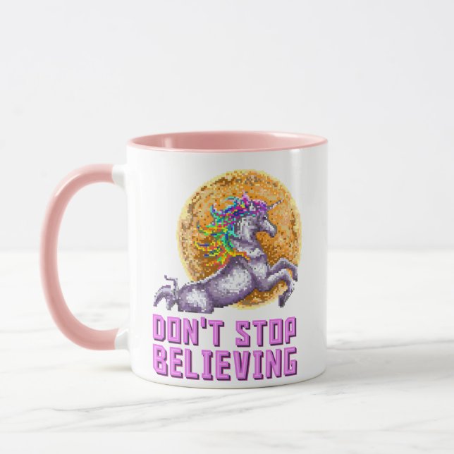 Don't Stop Believin Rainbow Unicorn Mug (Left)