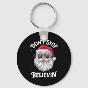 Don't Stop Believin Santa Fun Christmas Boys Kids  Key Ring