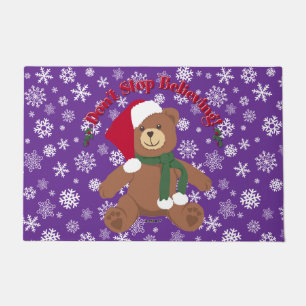 Don't Stop Believing! Christmas Bear Snowflakes Doormat