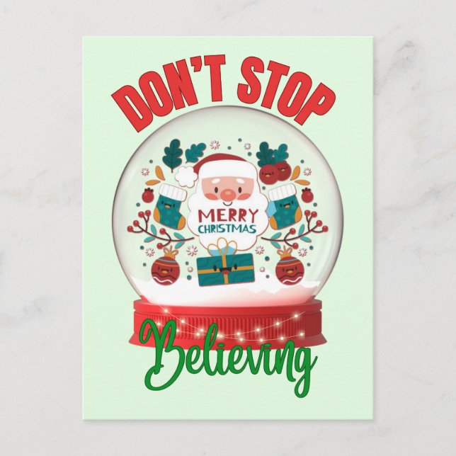 Don't Stop Believing Santa Merry Christmas Postcard (Front)